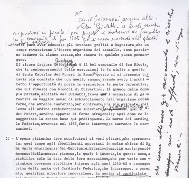 Manoscritto e note dell'architetto Luca Brasini